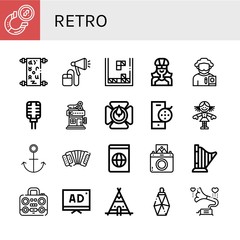 retro simple icons set