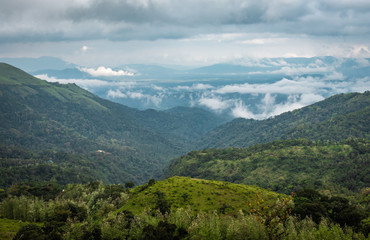 Fototapeta premium mountain coverd with cloud layers and beautiful sky