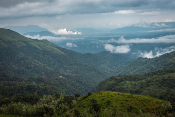mountain coverd with cloud layers and beautiful sky