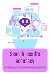 SEO bot poster flat silhouette vector template. Search engine robot brochure, booklet one page concept design with cartoon characters. Automated Internet searching flyer, leaflet with text space