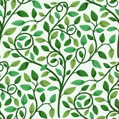 Scallop leaf branch seamless vector pattern