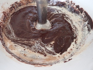 homemade preparation of sweet chocolate cake
