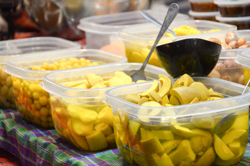 Pickled fruit sold in the market