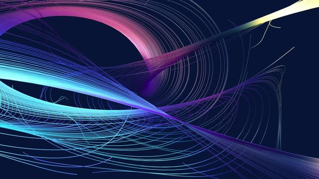 motion design element with fractal cloud of multicolored lines, digital looped background 