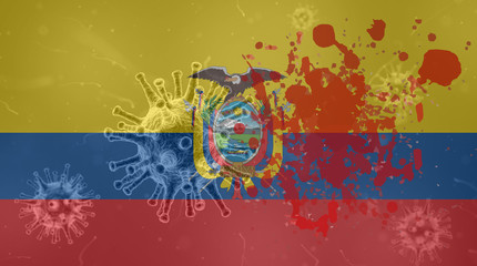 Coronavirus: flag with blood of Ecuador