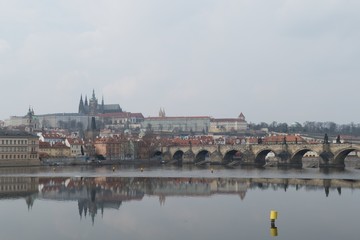 prague castle panorama over the vltava river