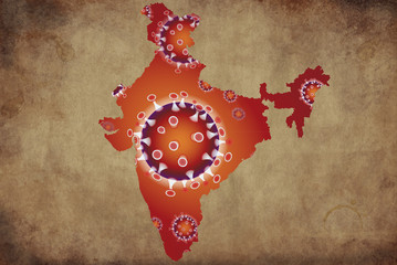 Coronavirus map India, pandemic, epidemic - 336377181
