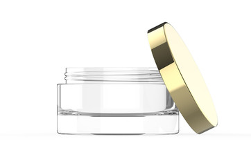 Blank cosmetic cream and gel jar for branding and mockup, 3d render illustration. 