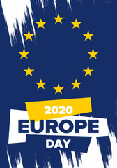Europe Day. Annual public holiday in May. Is the name of two annual observance days - 5 May by the Council of Europe and 9 May by the European Union. Poster, card, banner and background. Vector