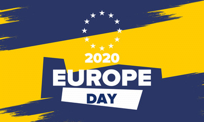Fototapeta premium Europe Day. Annual public holiday in May. Is the name of two annual observance days - 5 May by the Council of Europe and 9 May by the European Union. Poster, card, banner and background. Vector