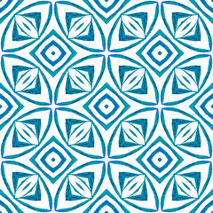 Tropical seamless pattern.  Blue eminent boho 