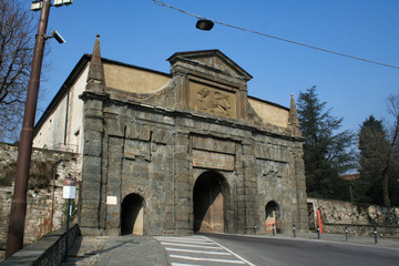 " Porta S.Agostino" (door S.Agostino) at the entrance of the high city of Bergamo, Italy