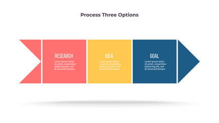 Business infographic. Arrow chart with 3 options. Vector template.