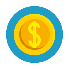 Coin of money financial item banking commerce market payment buy currency accounting and invest theme Vector illustration