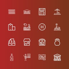 Editable 16 building icons for web and mobile