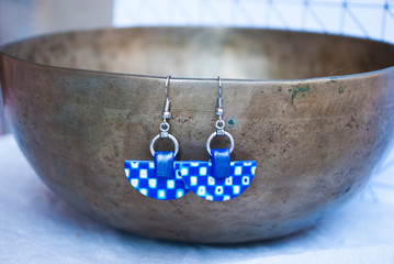 Geometric colorful earrings. Handmade jewelry design.