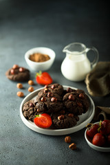 Homemade chocolate cookies with hazelnut