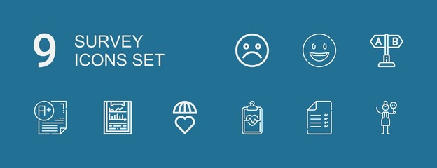 Editable 9 survey icons for web and mobile