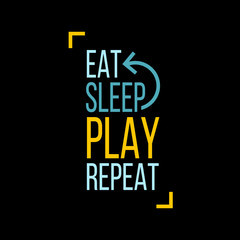 Fototapeta na wymiar Vector illustration with game quote Eat Sleep Play Repeat