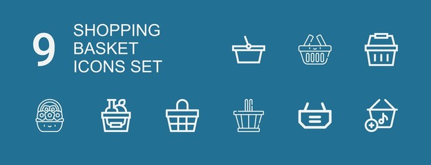 Editable 9 shopping basket icons for web and mobile