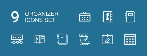 Editable 9 organizer icons for web and mobile