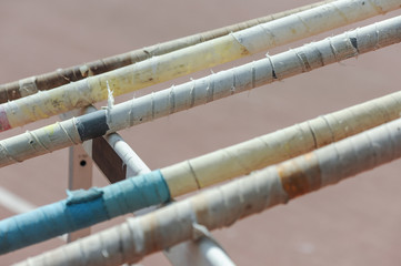 Close up view on a athletics poles