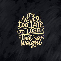 Abstract lettering about sport and fitness for poster or print design. Healthy lifestyle. Modern calligraphy for business success concept. Handwritten letters. Typography funny quote. Vector