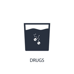 Pills in glass icon. Simple medicine element illustration.