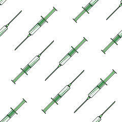 World Quarantine 2020 seamless patterns syringes. Vaccine for the treatment of people Coronavirus 2019-nсov, recovery and treatment for infections.