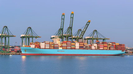 Container vessel in port