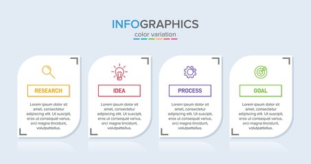 Infographic design with icons and 4 options or steps. Thin line vector. Infographics business concept. Can be used for info graphics, flow charts, presentations, web sites, banners, printed materials.