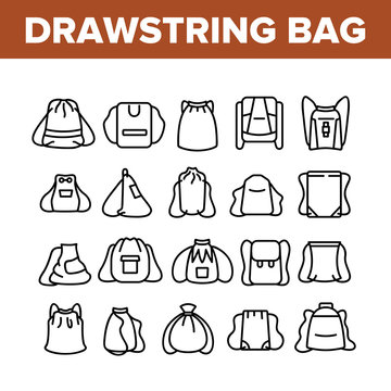Drawstring cord flat sketch vector illustrator. Set of Draw string with  aglets for Waist band, bags, shoes, jackets, Shorts, Pants, dress garments,  Drawcord aiglets for Clothing to pulled or tighten Stock Vector