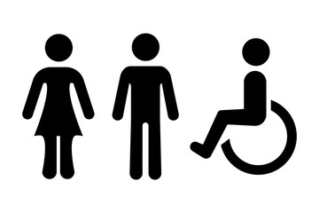 Icons of man, woman and person with disabilities.