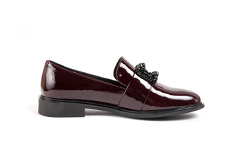 women's shoes on a white background isolated. Copy space text.