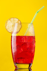 glass of soft drink with a lot of ice