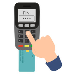 payment by credit card through a bank terminal, PIN