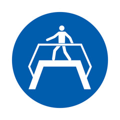 Use footbridge. M023. Standard ISO 7010. Safety and precaution signs, for every factory and business.
