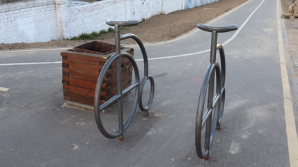 Fototapeta na wymiar bicycle parking spot at street