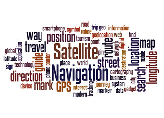 Satellite navigation word cloud concept