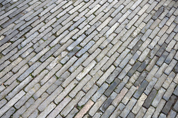 Sidewalk paved with bricks in Chinese parks