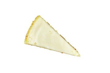 A piece of cheesecake. Fresh pastries, top view. Close-up, isolate