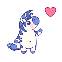 vector flat striped baby zebra. cute animal