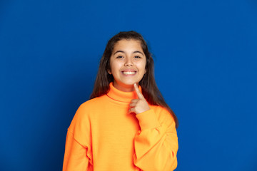 Preteen girl with yellow jersey