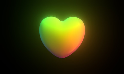 Neon Iridescent Abstract Glow Rainbow Spectral Colorful 3d Heart Illustration	
