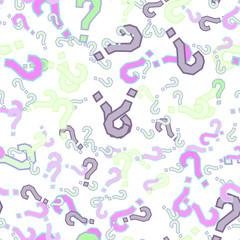 Quiz seamless pattern. Question marks, doubt, faq