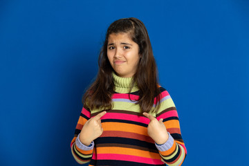 Preteen girl with striped jersey