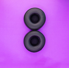 number 8 eight earpads on purple background front view