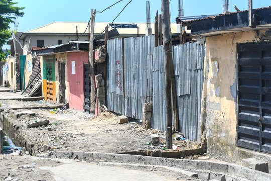 Old Abandoned Shops In Lagos, Nigeria. Due To The Lockdown For Coronavirus