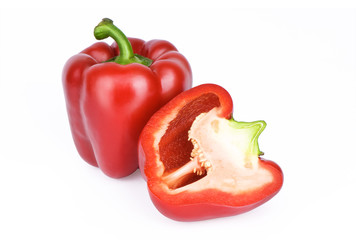 Red sweet pepper on a white background
