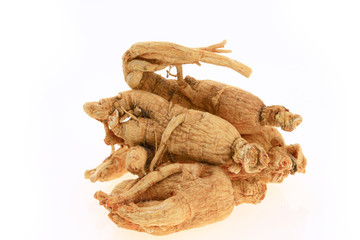 Ginseng on a white background
